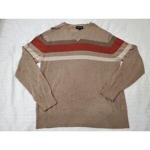 Banana Republic Men’s 100% Cotton Striped V-Neck Sweater Pullover Casual Dressy